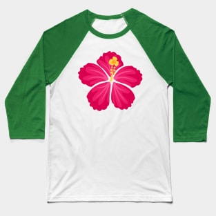 Pink Hand Drawn Hibiscus Flower Baseball T-Shirt